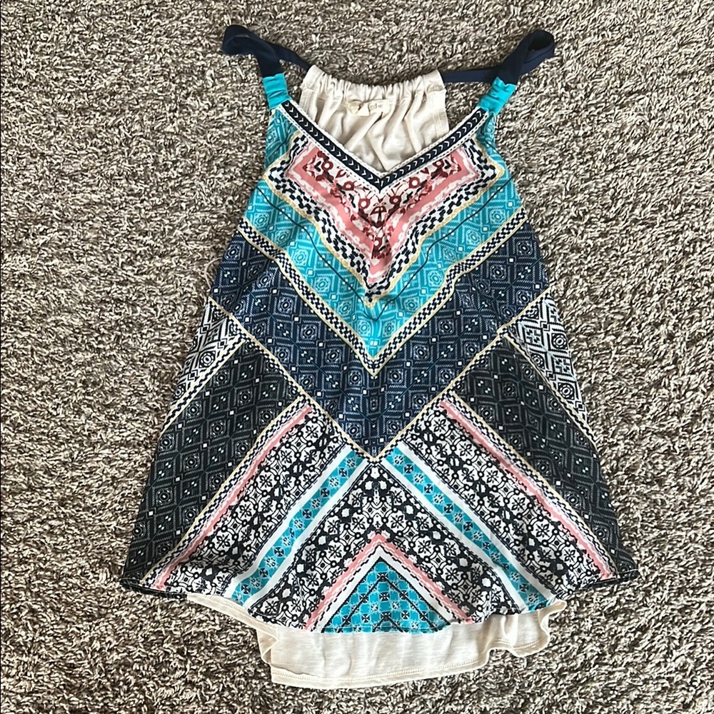 Rewind Blue and Pink Patterned Casual Top